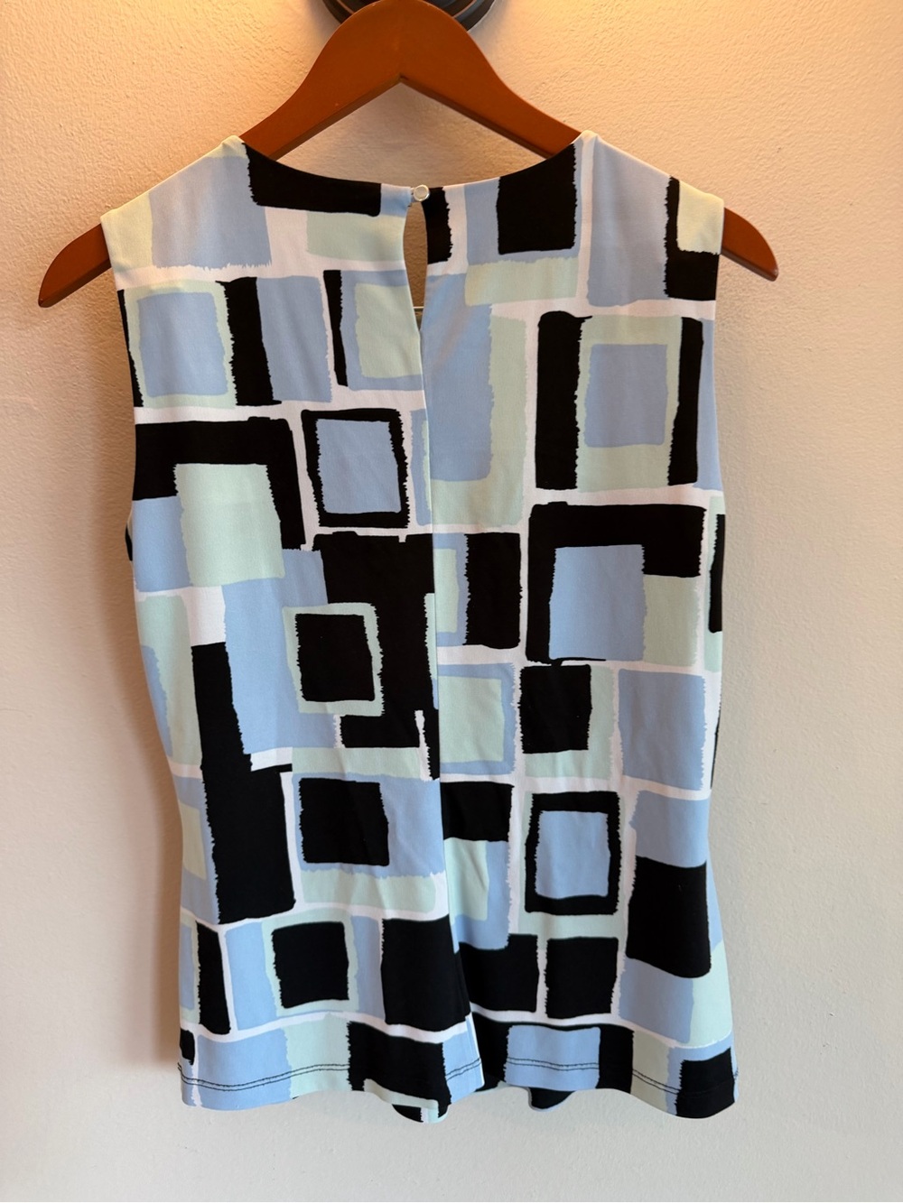 Calvin Klein Blue Green Geometric Block Print Blouse S - Picture 2 of 3
